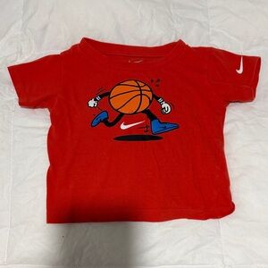 Nike Kids Red Tee with Basketball Graphic